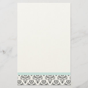 White en Grey Damask Pattern Stationery Briefpapier