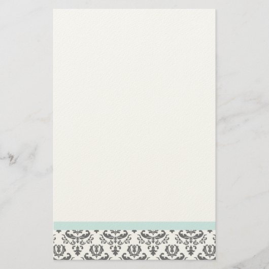 White en Grey Damask Pattern Stationery Briefpapier (Voorkant)