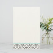 White en Grey Damask Pattern Stationery Briefpapier (Staand voorkant)