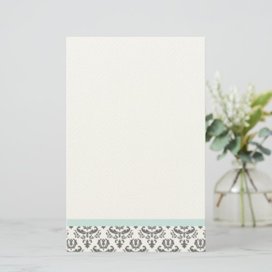 White en Grey Damask Pattern Stationery Briefpapier (Staand voorkant)
