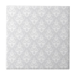 White en Grey Damask Pattern Tegeltje