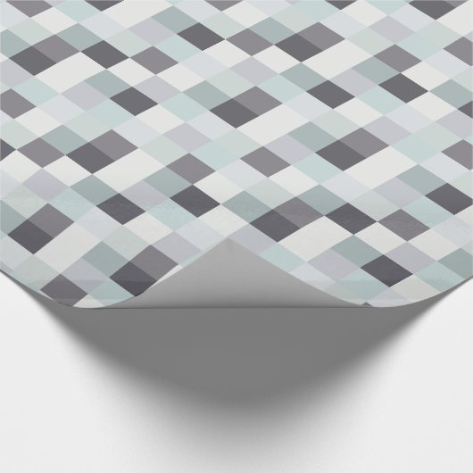 White en Grey Pixelated Pattern Cadeaupapier (Hoek)
