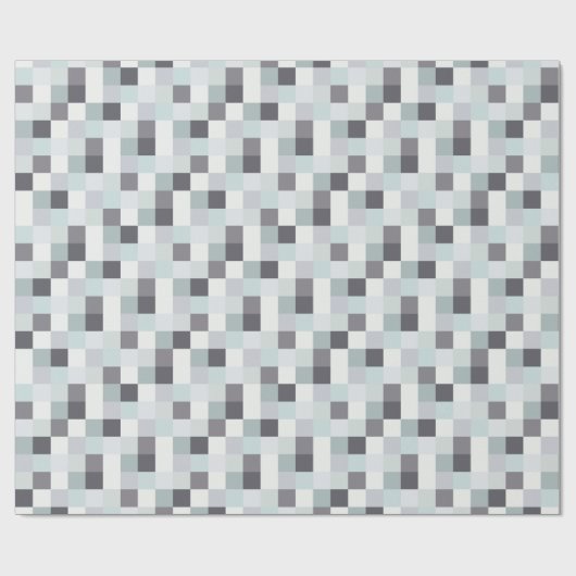 White en Grey Pixelated Pattern Cadeaupapier (Vlak)
