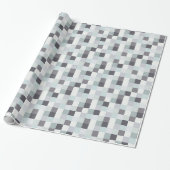 White en Grey Pixelated Pattern Cadeaupapier (Uitgerold)