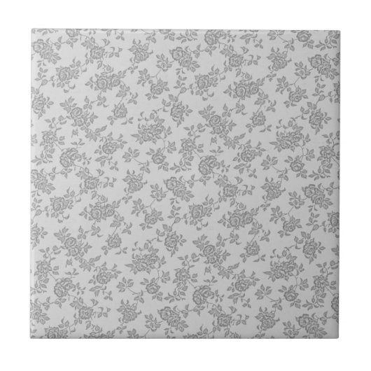 White en Grey Two Tone Foral Pattern Tegeltje (Voorkant)