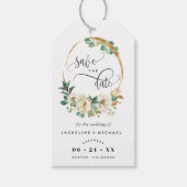 White en Honey Floral Wedding Save the Date Cadeaulabel (Voorkant)