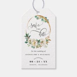 White en Honey Floral Wedding Save the Date Cadeaulabel