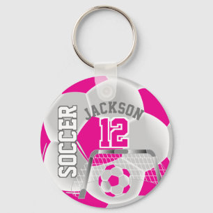 White en Hot Pink ⚽ Ball Sport Sleutelhanger