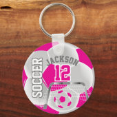 White en Hot Pink ⚽ Ball Sport Sleutelhanger (Achterkant)