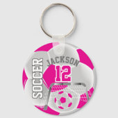 White en Hot Pink ⚽ Ball Sport Sleutelhanger (Achterkant)