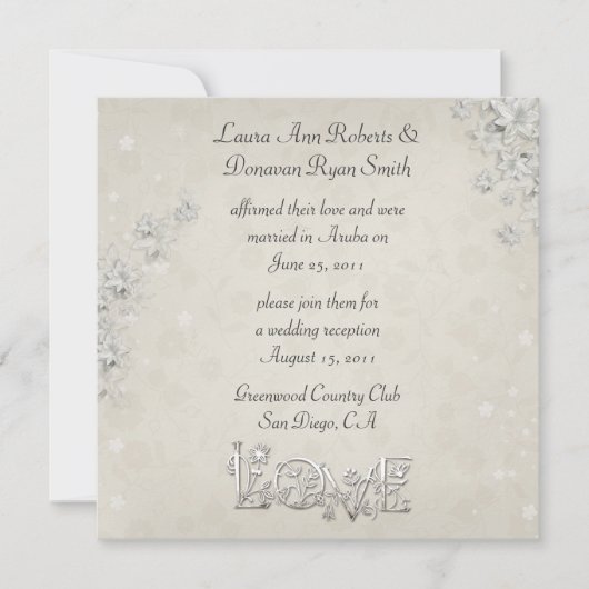 White en Ivory Floral Love Post Wedding Kaart (Voorkant)