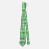 White en Kelly Green Small Pattern Houndstooth Stropdas (Voorkant)