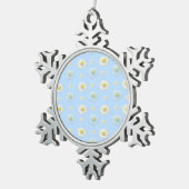 White en light blue Daisy Pattern Tin Sneeuwvlok Ornament (Rechts)