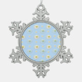 White en light blue Daisy Pattern Tin Sneeuwvlok Ornament (Voorkant)