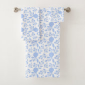 White en Light Blue Floral Bad Handdoek (Insitu)