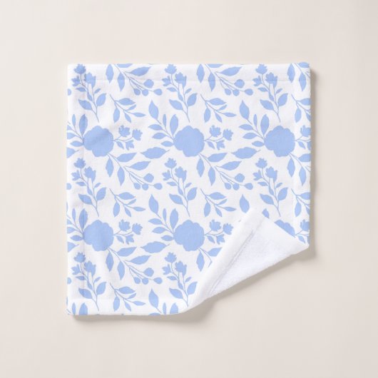 White en Light Blue Floral Bad Handdoek (Wasdoekje)
