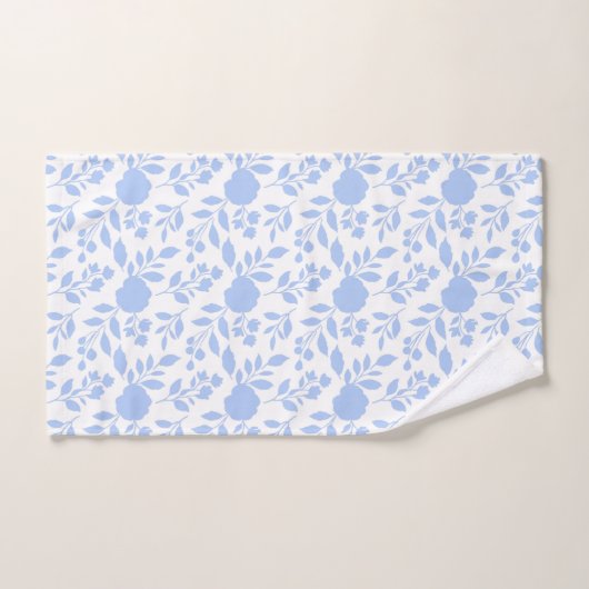 White en Light Blue Floral Bad Handdoek (Handdoek)