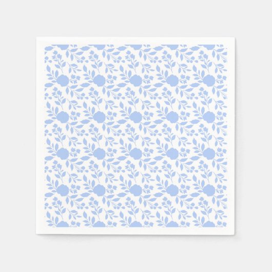 White en Light Blue Floral Paper Napkins Servet (Voorkant)