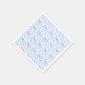 White en Light Blue Floral Paper Napkins Servet (Hoek)