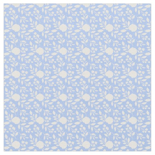 White en Light Blue Floral Stof (Close Up)