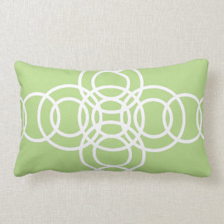 White en Light Green Trellis Stripe Lumbar Pillow Kussen