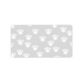 White en Light Grey Paw Print Pattern. Etiket (Voorkant)