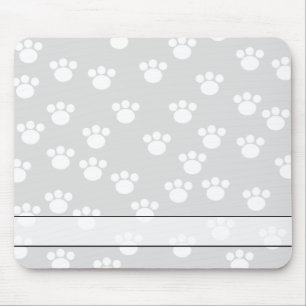 White en Light Grey Paw Print Pattern. Muismat