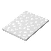 White en Light Grey Paw Print Pattern. Notitieblok (Linkerzijde)