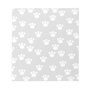 White en Light Grey Paw Print Pattern. Notitieblok