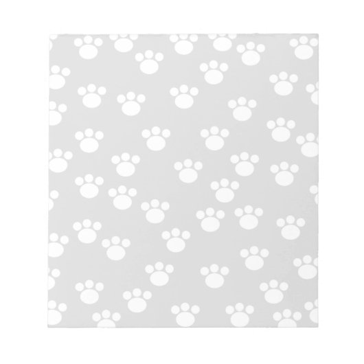 White en Light Grey Paw Print Pattern. Notitieblok (Voorkant)