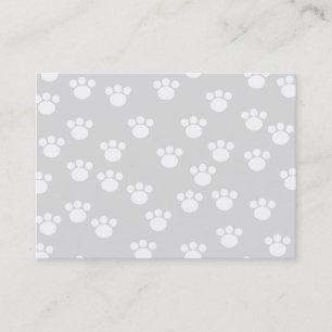 White en Light Grey Paw Print Pattern. Visitekaartje
