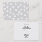 White en Light Grey Paw Print Pattern. Visitekaartje (Voorkant / Achterkant)
