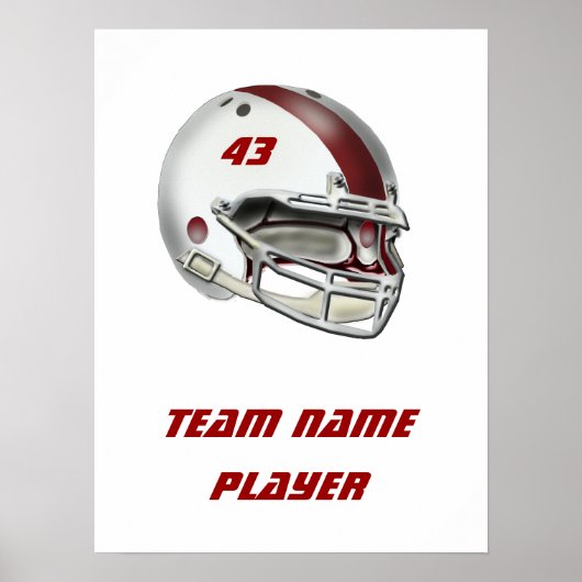 White en Maroon Football Helmet Poster (Voorkant)