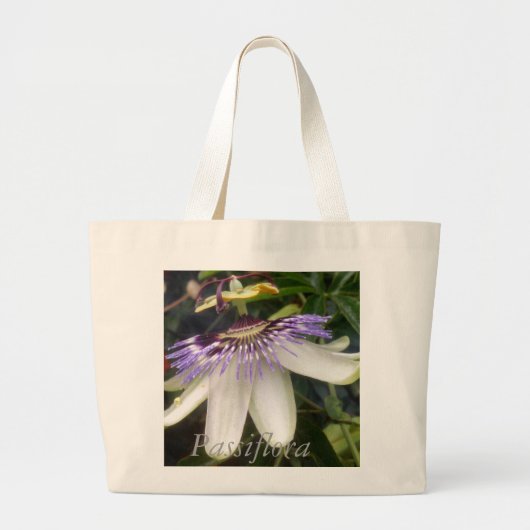 White en Mauve Passion Flower Grote Tote Bag (Voorkant)