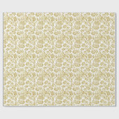 White en Metallic Gold Floral Damascus 4 Patroon Cadeaupapier (Vlak)