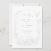 White en Mist Floral Wreath Wedding Invitation Kaart (Voorkant)