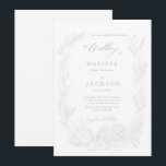 White en Mist Floral Wreath Wedding Invitation Kaart<br><div class="desc">White en Mist Floral Wreath Wedding Invitation</div>