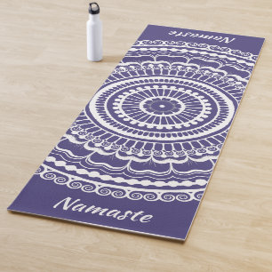 White en Muted Paars Mehndi Henna Mandala Yogamat