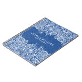 White en Navy Blue Floral Paisley Lace Notitieboek (Linkerzijde)