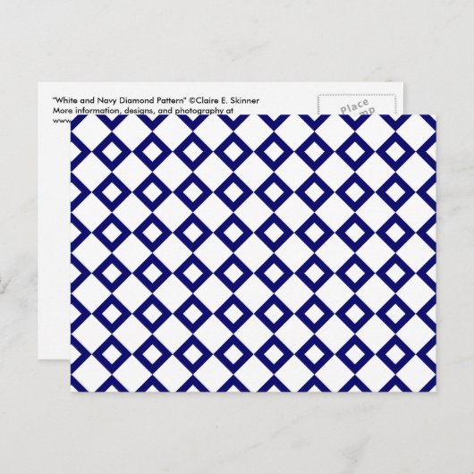 White en Navy Diamond Pattern Briefkaart (Voorkant / Achterkant)