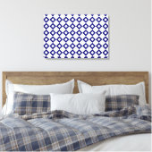 White en Navy Diamond Pattern Canvas Afdruk (Insitu (Slaapkamer))