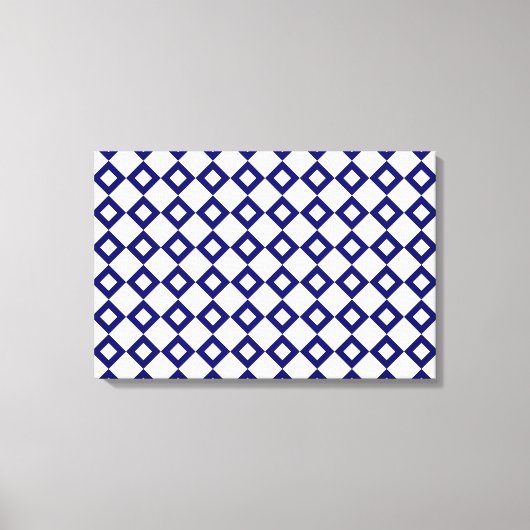 White en Navy Diamond Pattern Canvas Afdruk (Voorkant)