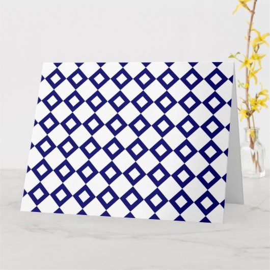 White en Navy Diamond Pattern Kaart (Gele Bloem)