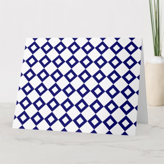 White en Navy Diamond Pattern Kaart (Voorkant)