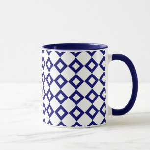 White en Navy Diamond Pattern Mok