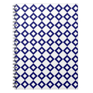 White en Navy Diamond Pattern Notitieboek