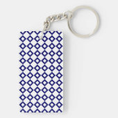 White en Navy Diamond Pattern Sleutelhanger (achterkant)