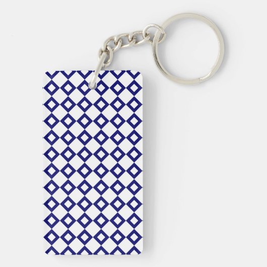 White en Navy Diamond Pattern Sleutelhanger (achterkant)