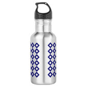 White en Navy Diamond Pattern Waterfles (Achterkant)