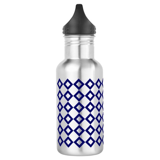 White en Navy Diamond Pattern Waterfles (Links)